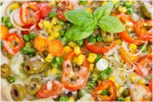 Tomaat, kas, asperges, champignons, paprika en oregano